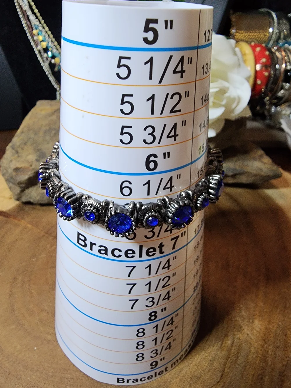 Vintage Blue Crystal Stretch Bracelet